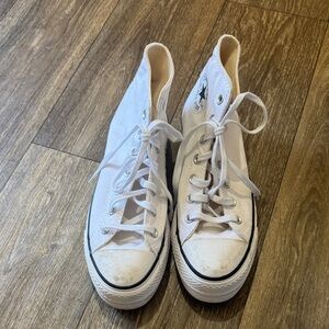 Converse White High-Top Canvas Sneakers with Black Trim